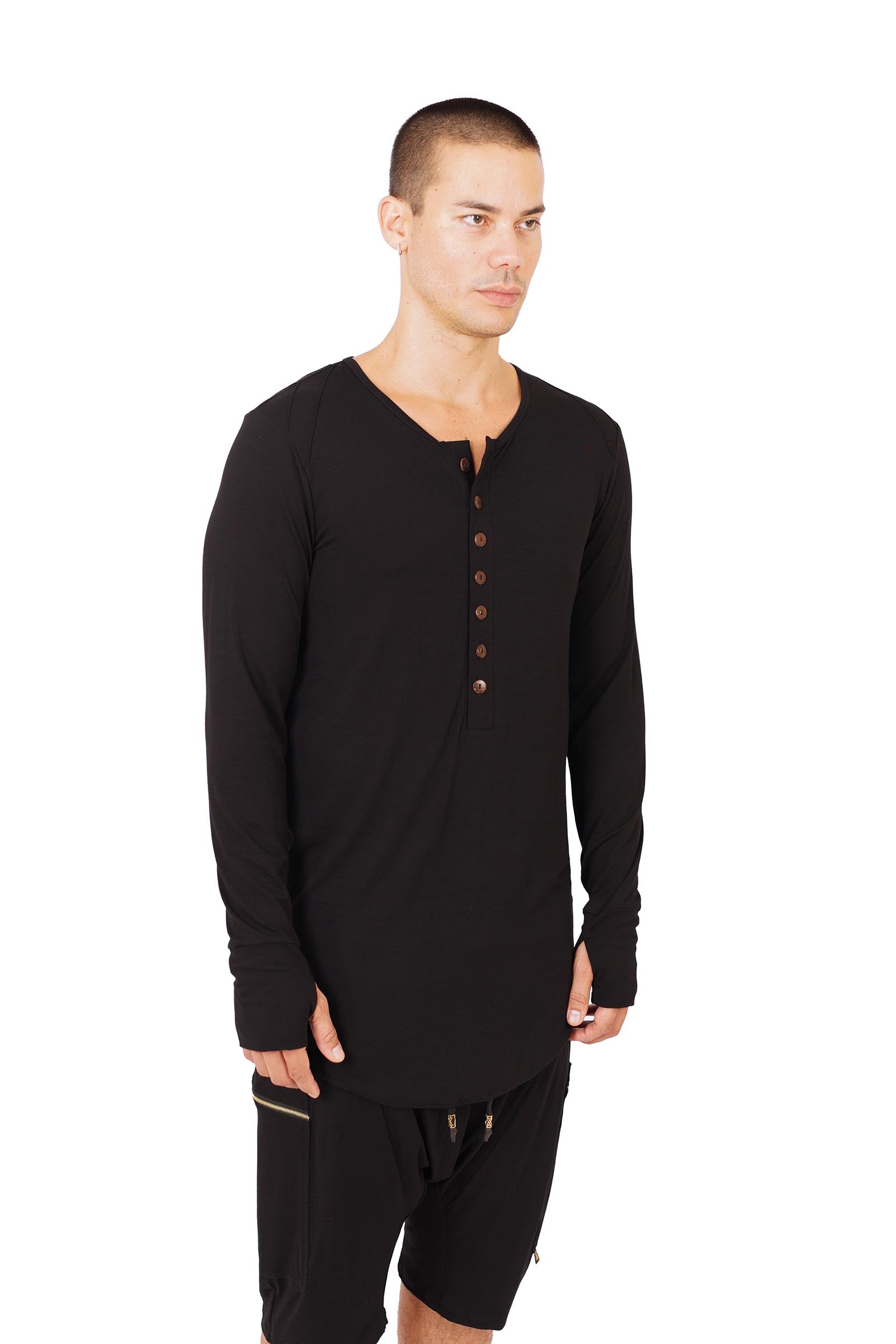 Hollywood Mens Long Sleeve Henley