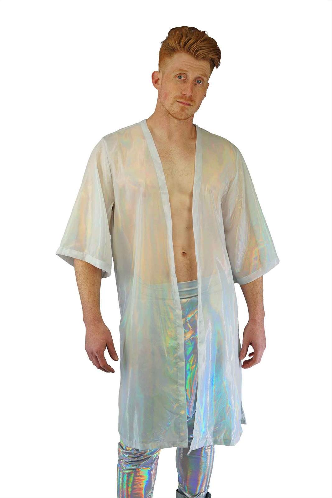 Mens Holographic White Kimono
