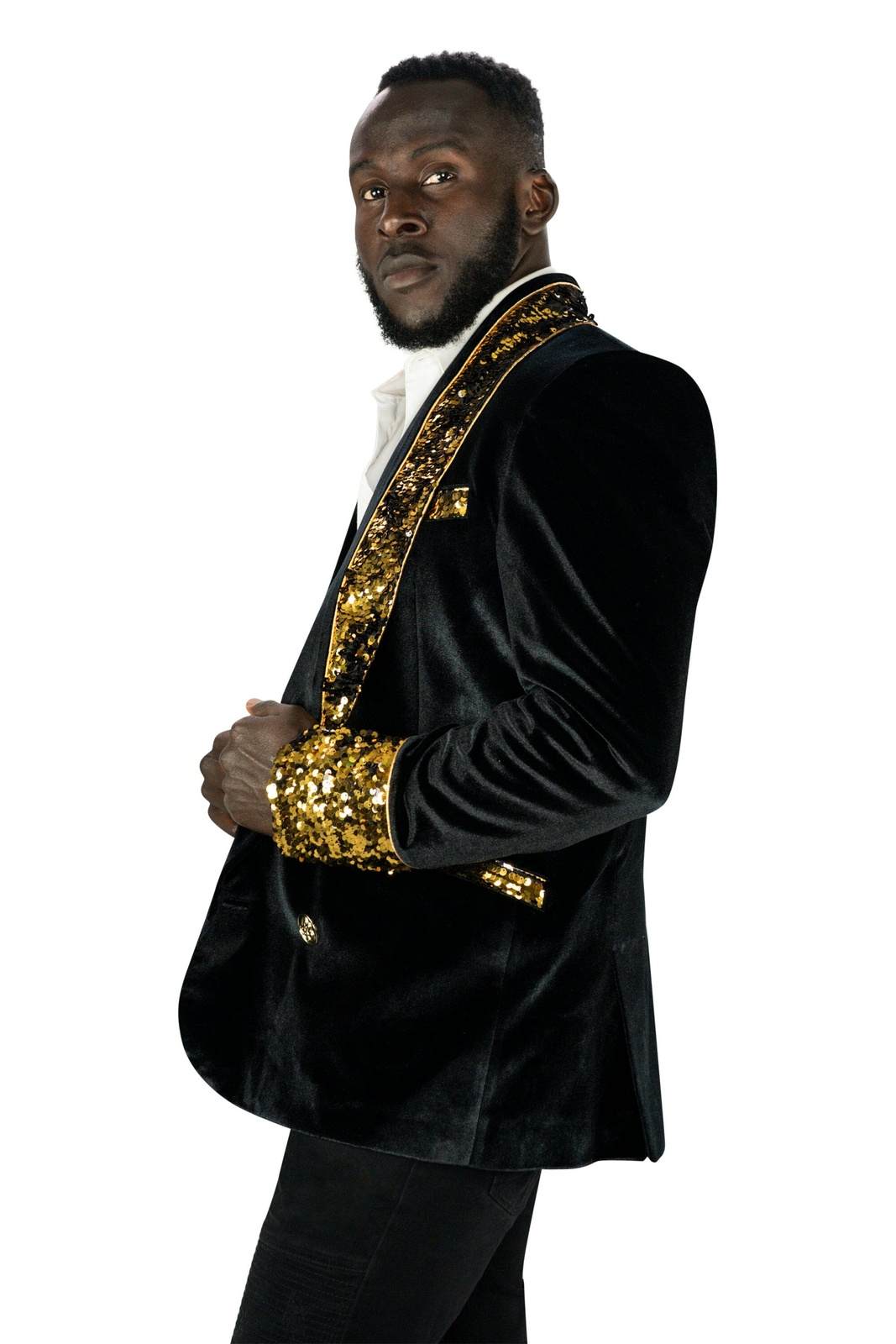Mens Velvet Smoking Jacket - Gold